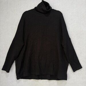 nlt Sweater Womens Medium Black Turtleneck Pullover Relaxed Fit Made In USA